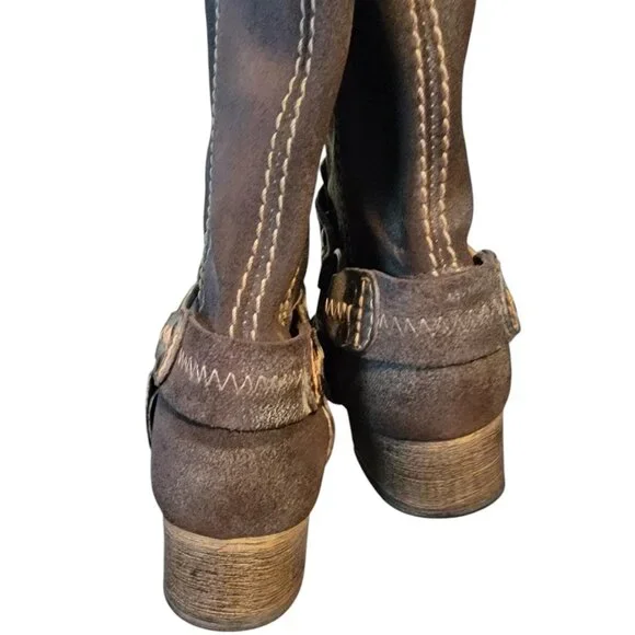 Bed Stu Cobbler Series Opal Brown Leather Harness Boots - Picture 13 of 16